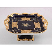 Блюдо квадратное на ножке 30см Weimar Porzellan Кленовый лист синий