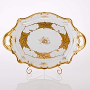 Блюдо овальное 37см Weimar Porzellan Кленовый лист белый