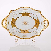 Блюдо овальное 37см Weimar Porzellan Кленовый лист белый