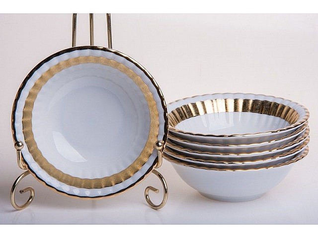 Набор салатников Bavaria Лента Рельеф золото 13 см 6 штук