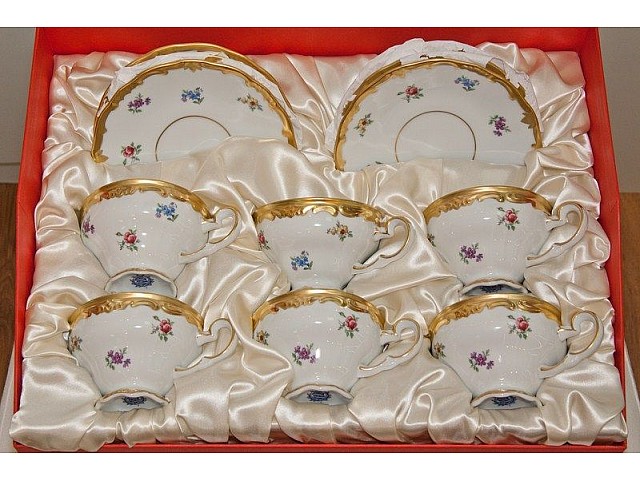 Чайный набор Weimar Porzellan Мейсенский цветок подарочный на 6 персон