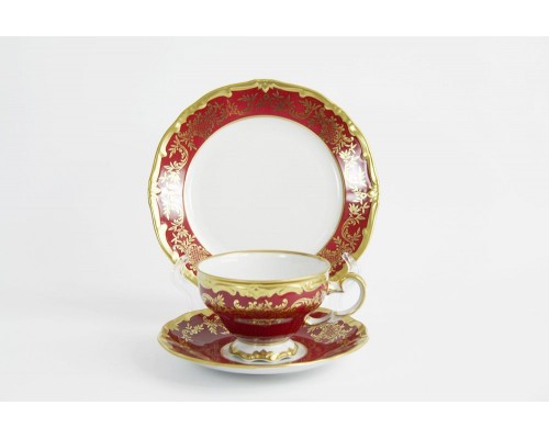Набор чайный Ювел красный Weimar Porzellan на 6 персон 18 предметов подарочный