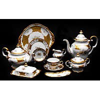 Сервиз чайный Кленовый лист белый Weimar Porzellan на 12 персон 54 предмета