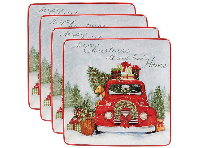 Тарелка обеденная квадратная Certified Intl "Домой на Рождество" 27 см