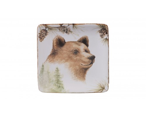 Тарелка пирожковая квадратная Certified Intl "Заповедный лес, Медведь" 15 см