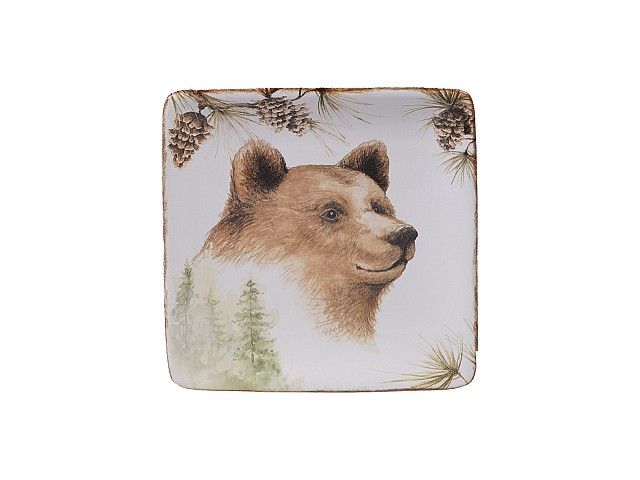 Тарелка пирожковая квадратная Certified Intl "Заповедный лес, Медведь" 15 см