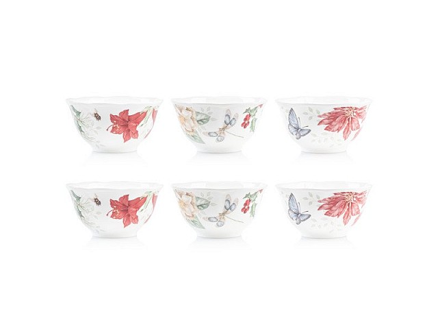 Набор салатников Lenox Бабочки на лугу Пуансеттия, амарилис, жасмин 14,5 см