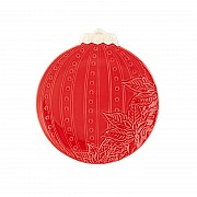 Тарелка обеденная Bordallo Pinheiro Новогодние шары, Цветок 24,5см бордовая