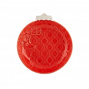 Тарелка суповая Bordallo Pinheiro Новогодние шары, Северный олень 24 см красная