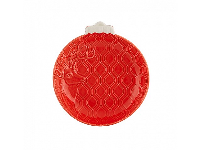 Тарелка суповая Bordallo Pinheiro Новогодние шары, Северный олень 24 см красная