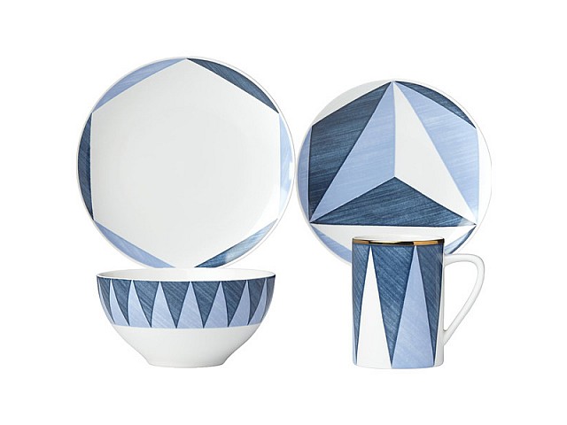 Набор посуды Аззурро, Треугольники (Лука Андрисани) на 1 персону 4 предмета
