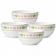 Набор 4 салатника 350мл Lenox Праздник 365 (зеленый,синий)