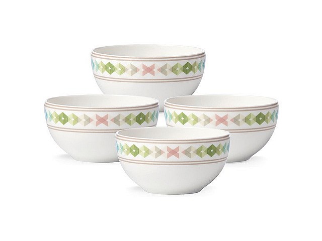 Набор 4 салатника 350мл Lenox Праздник 365 (зеленый,синий)