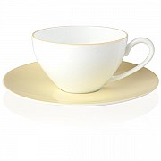 Чашка чайная с блюдцем 220 мл Noritake Альта (желтый борт)