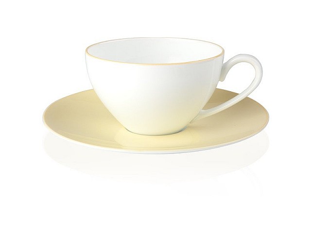 Чашка чайная с блюдцем 220 мл Noritake Альта (желтый борт)