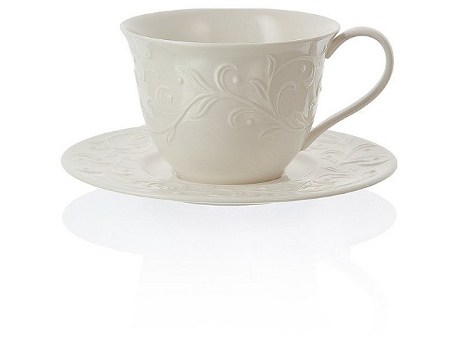 Чашка чайная с блюдцем 350мл Lenox Чистый опал, рельеф