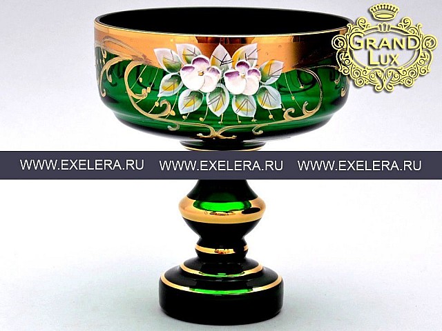 Конфетница Лепка Зеленая B-P Bohemia Crystal 15 см 1421