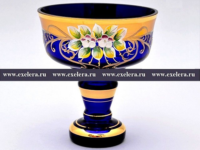 Конфетница Лепка Синяя B-P Bohemia Crystal 15 см 1433