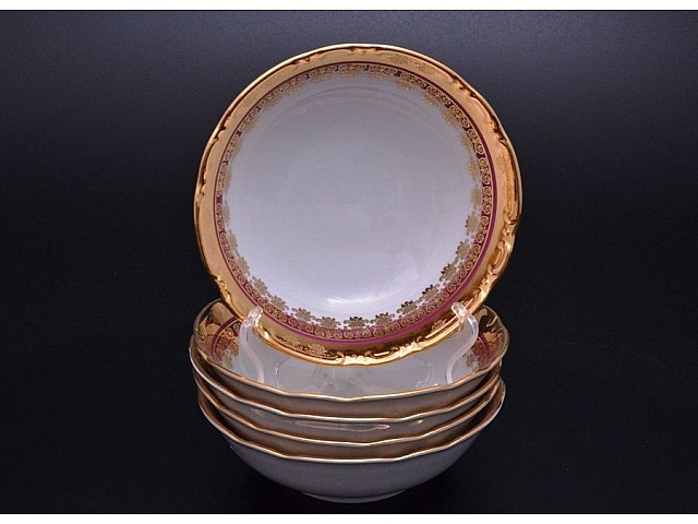 Набор салатников 16 см Thun Констанция Рубин Золотой орнамент 6 шт