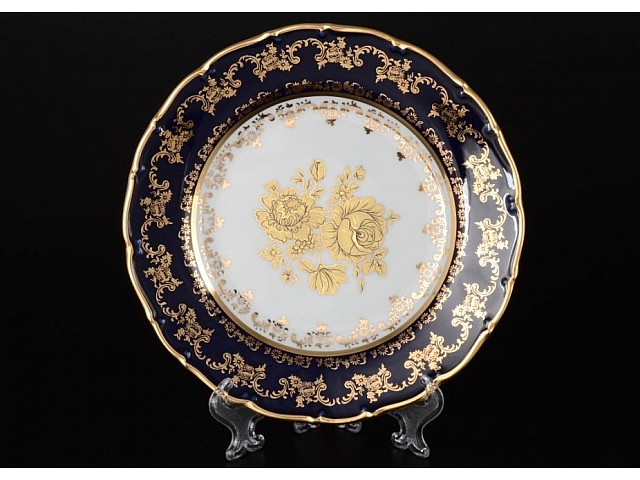 Набор тарелок 19 см Офелия Золотая роза Кобальт Мелкий узор MZ 6 шт