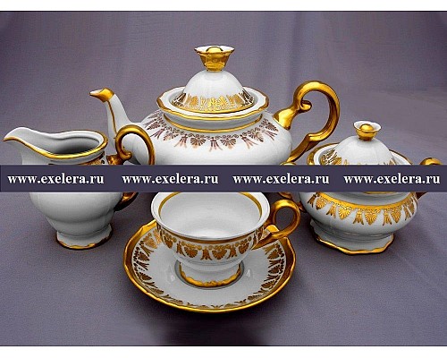 Чайный сервиз Анжелика Золотая роспись MZ на 6 персон