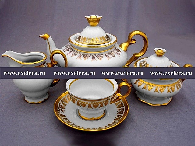 Чайный сервиз Анжелика Золотая роспись MZ на 6 персон