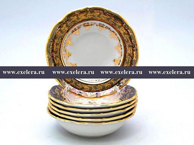 Набор салатников 13 см Магнолия Зеленый лист MZ 6 шт