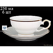 Набор чайных пар 250 мл Магнолия Отводка золото MZ (6 пар)