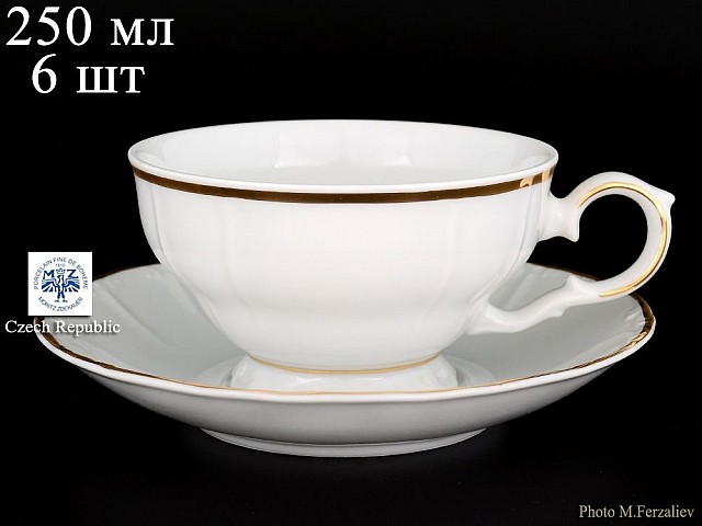 Набор чайных пар 250 мл Магнолия Отводка золото MZ (6 пар)