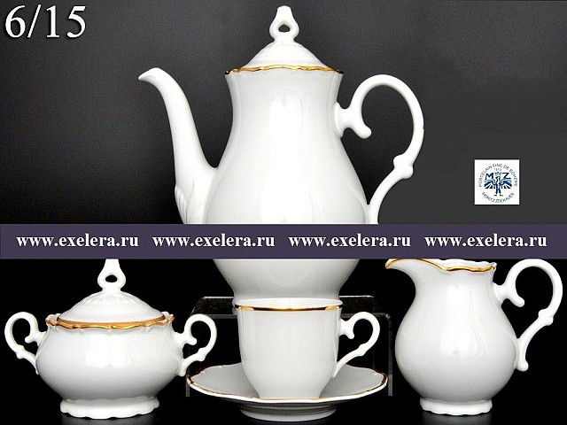 Кофейный сервиз Офелия Отводка золото MZ на 6 персон 17 предметов