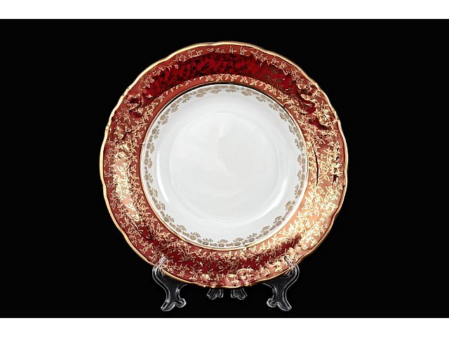 Набор тарелок глубоких 23 см Мария Луиза Лист Красный Carlsbad 6 шт