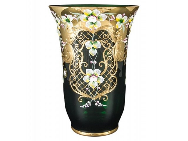 Ваза для цветов Лепка Зеленая E-V Bohemia широкая 30 см