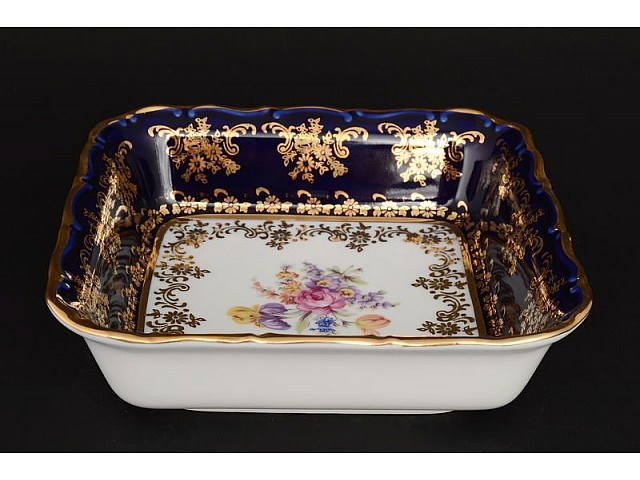 Салатник квадратный 16 см Офелия Полевой цветок Кобальт MZ