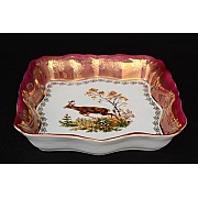 Салатник квадратный 29 см Охота красная Корона Queens Crown
