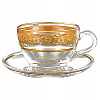 Набор чайных пар Клаудиа Золото Crystalite Bohemia (6 пар)