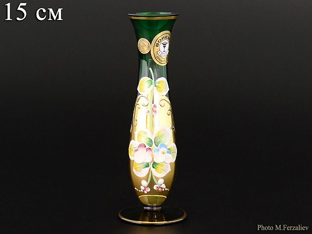 Ваза для цветов 15 см Bohemia Лепка Зеленая E-V