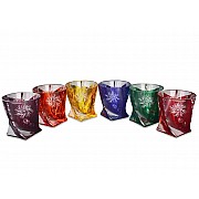 Набор стаканов для виски 320 мл Quadro Цветной хрусталь 6 шт