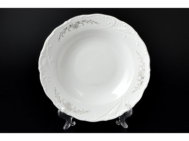 Набор тарелок глубоких 23 см Лиана Серый орнамент отводка платина MZ 6 шт