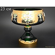 Конфетница на ножке 23 см Bohemia Лепка Зеленая E-V