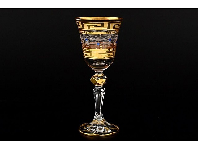 Набор рюмок для водки 60 мл Кристина Костка Стразы синие R-G фон Bohemia 6 шт