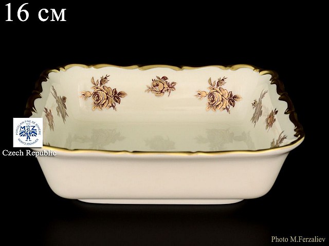 Салатник квадратный 16 см Анжелика Слоновая кость Роза MZ