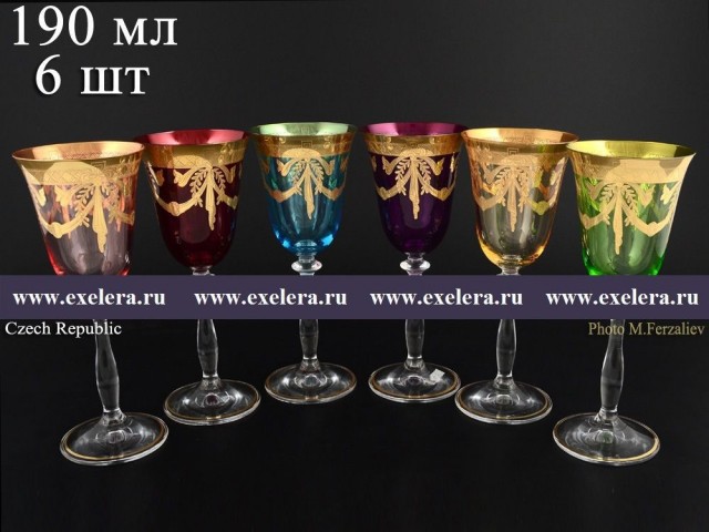 Набор бокалов для вина 185 мл Анжела Арлекино Bohemia Crystal 6 шт