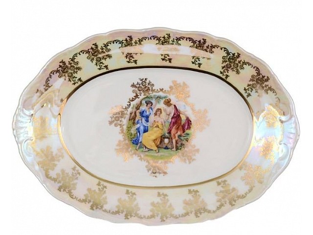 Блюдо овальное 32 см Магнолия Мадонна перламутр MZ