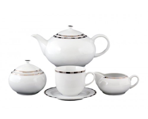 Чайный сервиз Thun Опал Платиновые пластинки на 6 персон