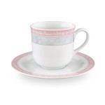 Чайный сервиз Яна Серый мрамор с розовым кантом Thun на 6 персон 17 предметов