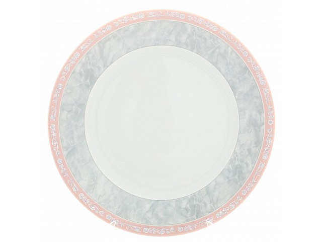 Набор тарелок Яна Серый мрамор с розовым кантом Thun 25 см 6 шт