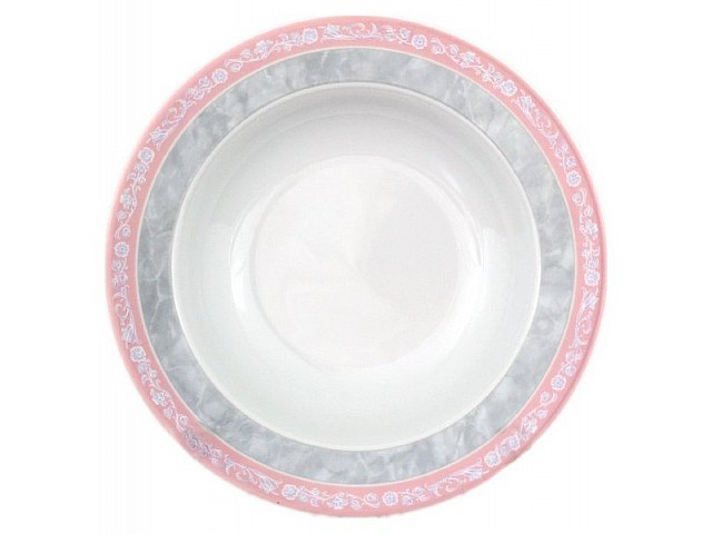 Набор тарелок глубоких 22 см Яна Серый мрамор с розовым кантом Thun