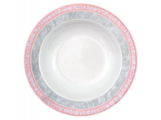 Набор тарелок глубоких 22 см Яна Серый мрамор с розовым кантом Thun