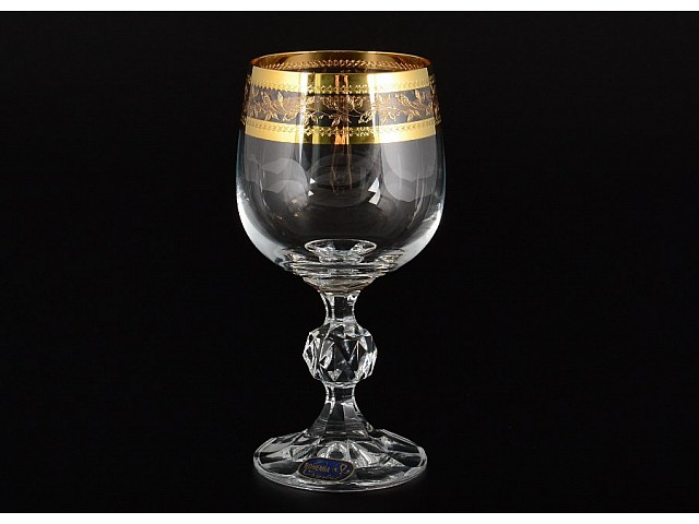 Набор бокалов для вина 190 мл Клаудия Золотой листок Crystalite Bohemia 6 шт