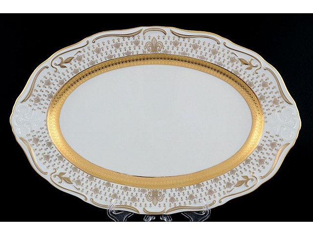 Блюдо овальное 32 см Мария Луиза Лилия Белая Carlsbad